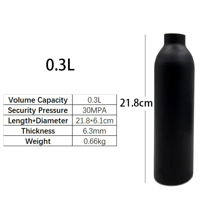 Bouteille en aluminium CO2 30MPa filetage M18×1,5 pour aquarium et usage gaz