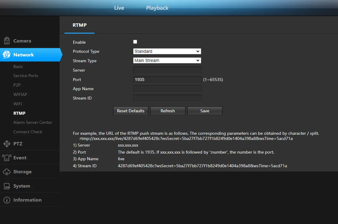 5MP 25fps WiFi IP Camera with RTMP and Night Monitoring