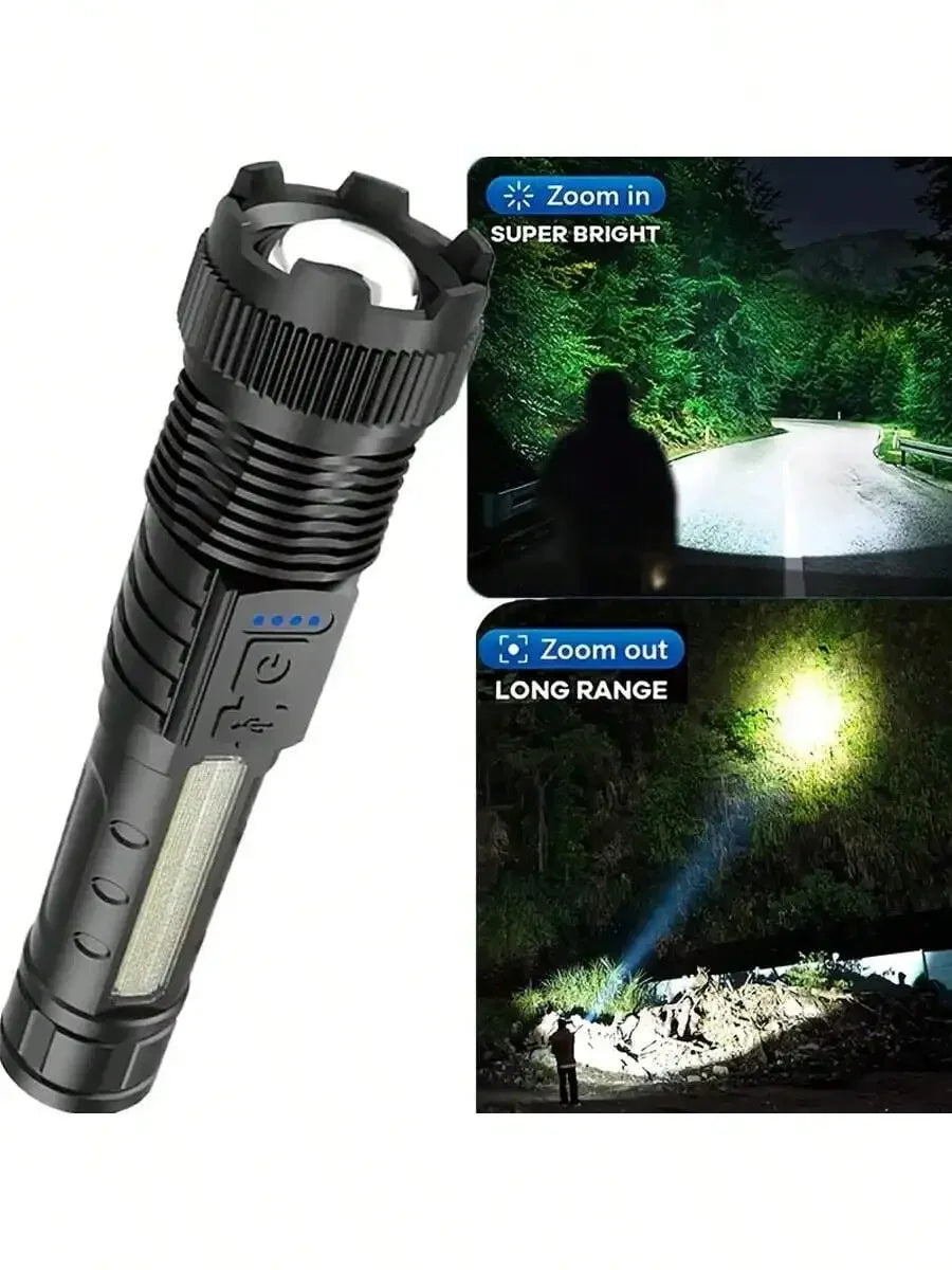 2 Piece Tactical Flashlight USB C Rechargeable 7 Modes