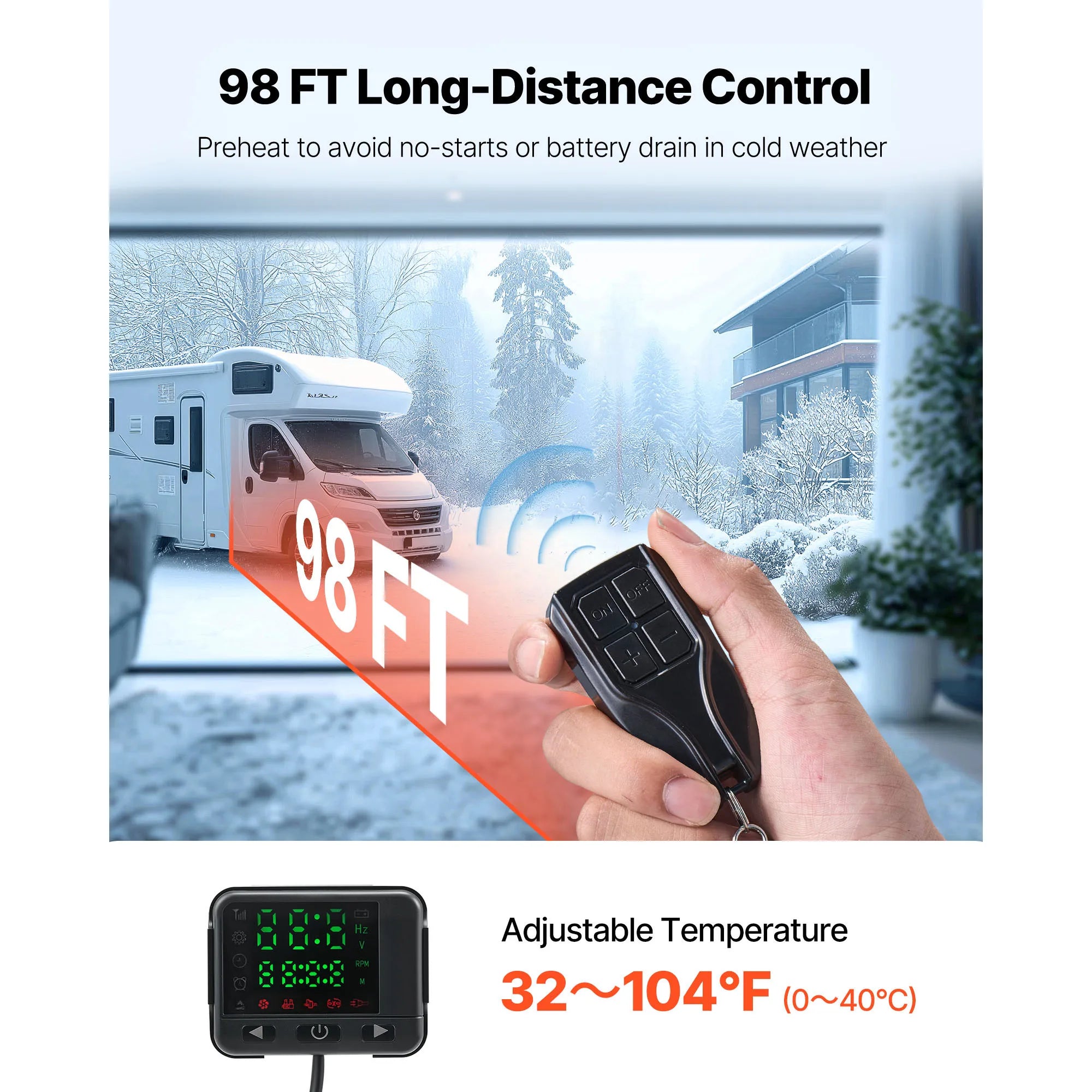 Chauffage d'air diesel 8KW 12-24V avec télécommande pour camping-car et véhicules