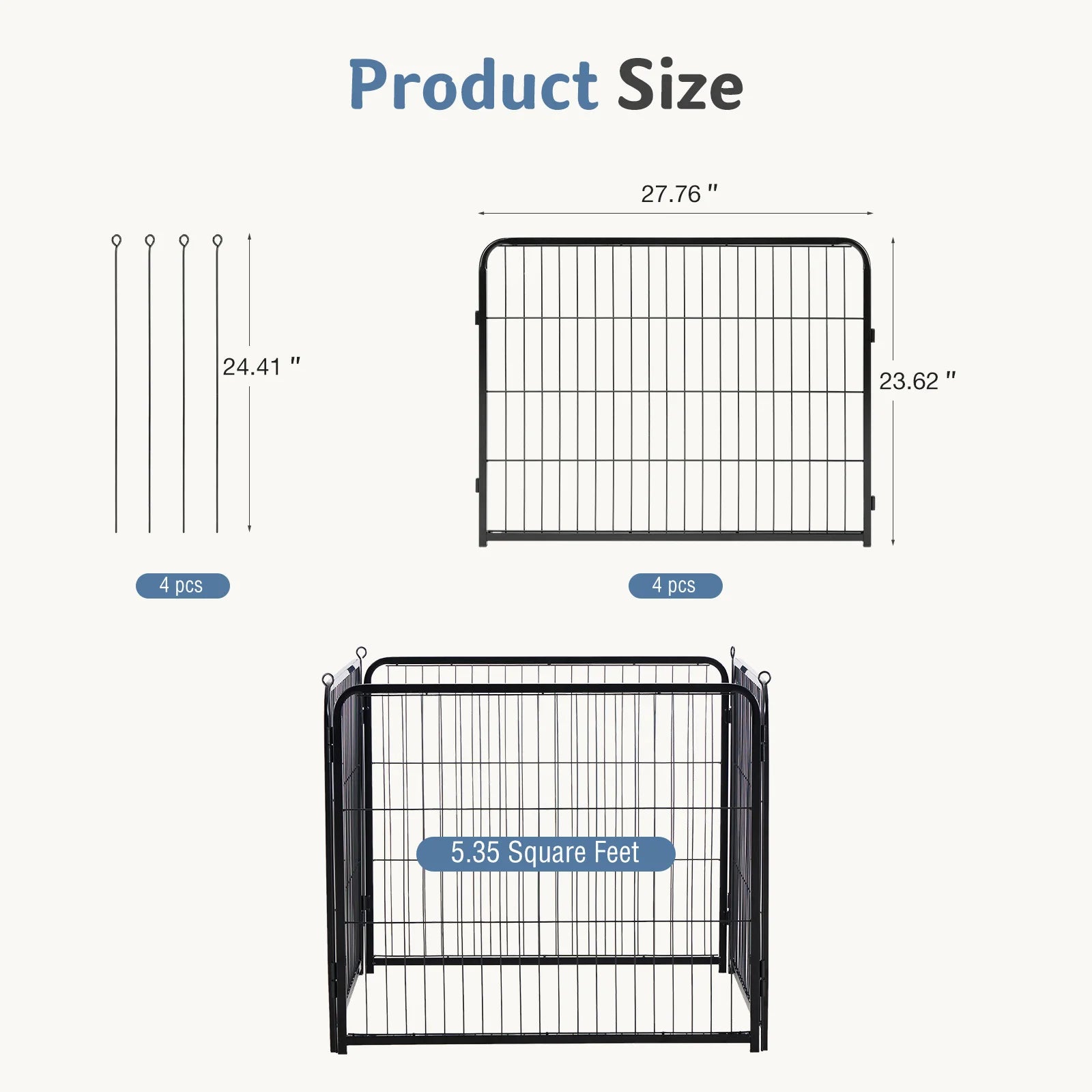Foldable Metal Dog Playpen with Door for Indoor & Outdoor Use