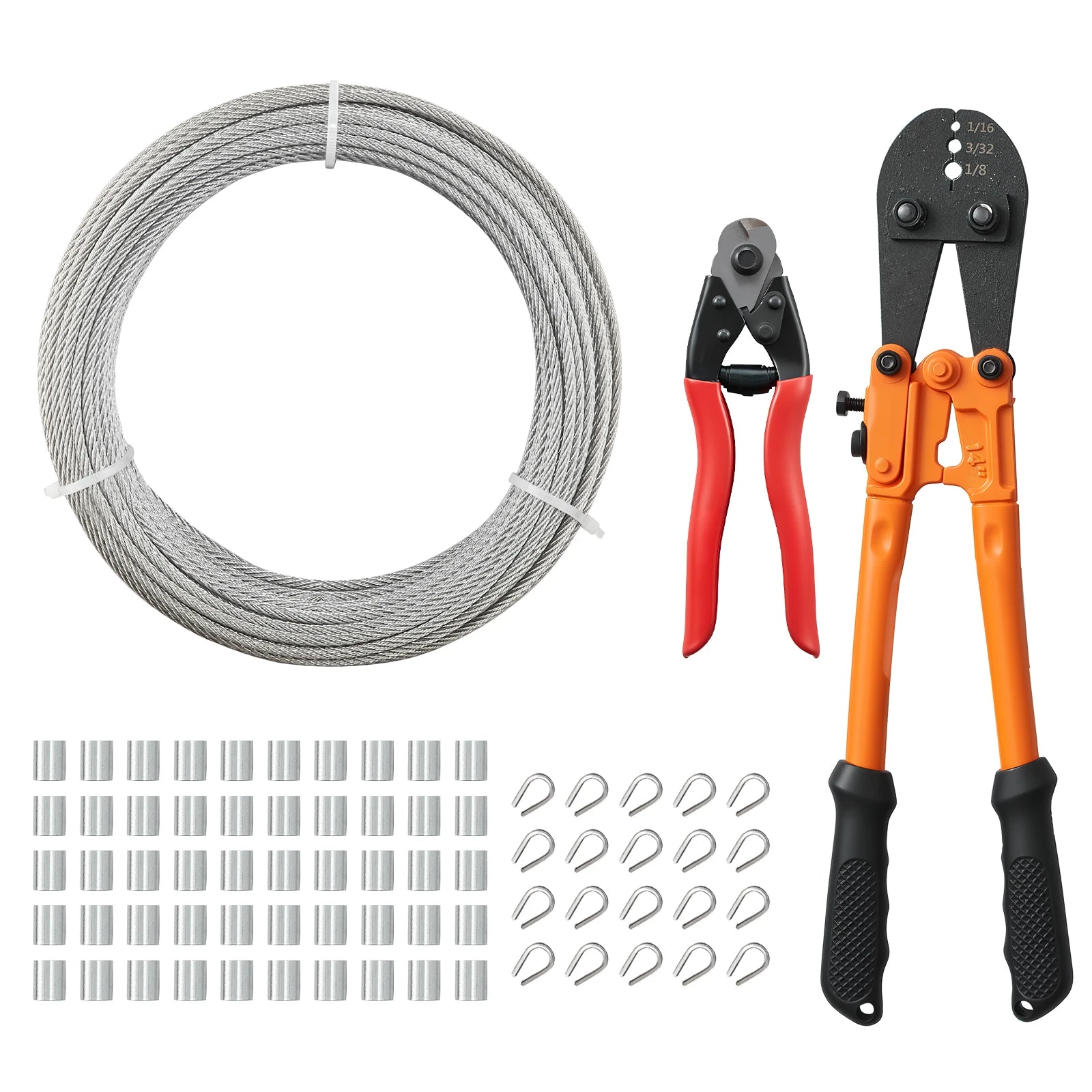 Komplet užeta od nehrđajućeg čelika 1/8" 100ft s rezačem 1600lbs