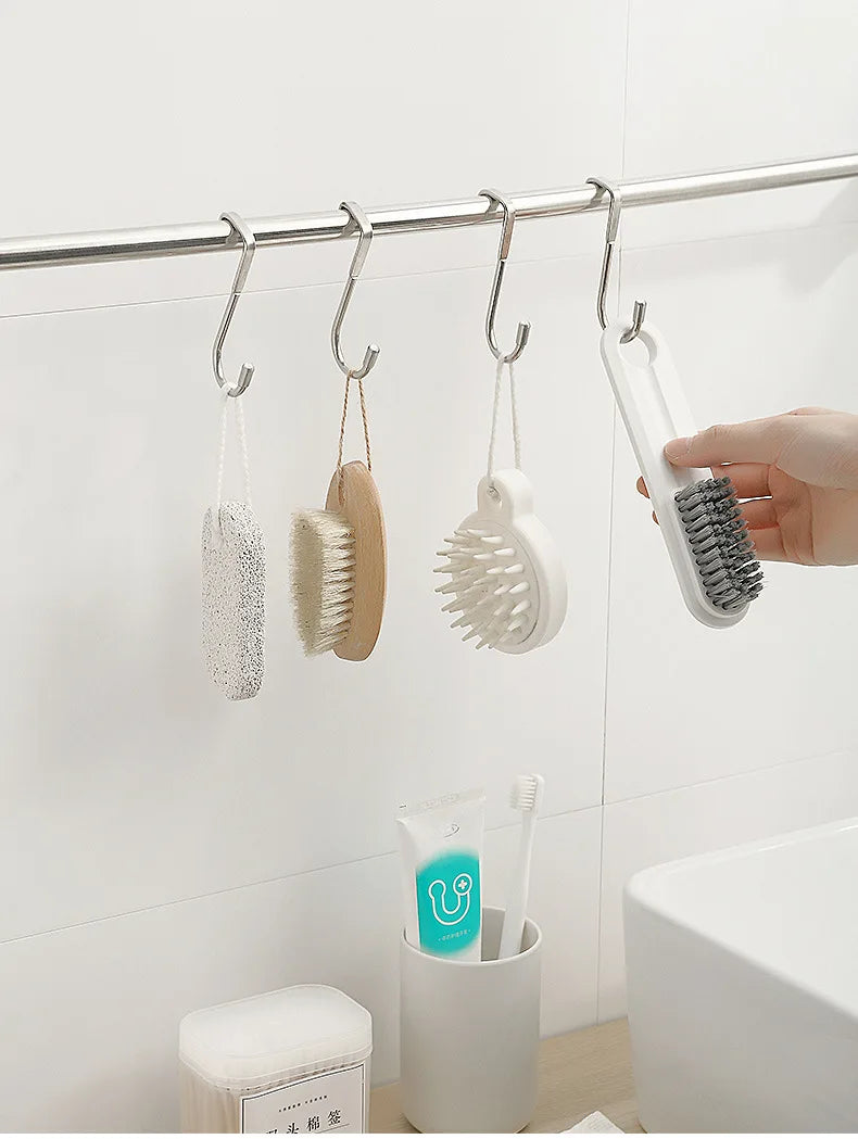 304 Stainless Steel Hook Free Punching Double  S-Shape Hook Kitchen Bathroom Cabinet Door Back Type Coat Towel Storage Hanger 