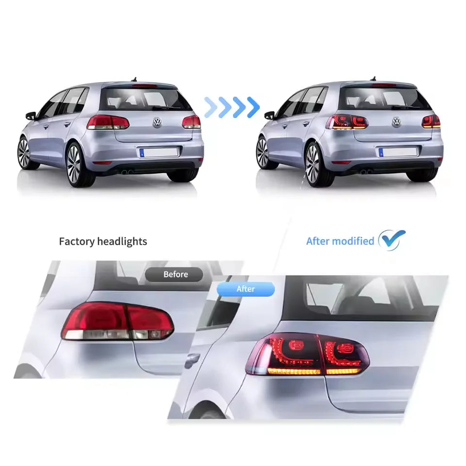 LED-baglygter til 2008–2014 VW Golf Mk6 med sekventielt blinklys
