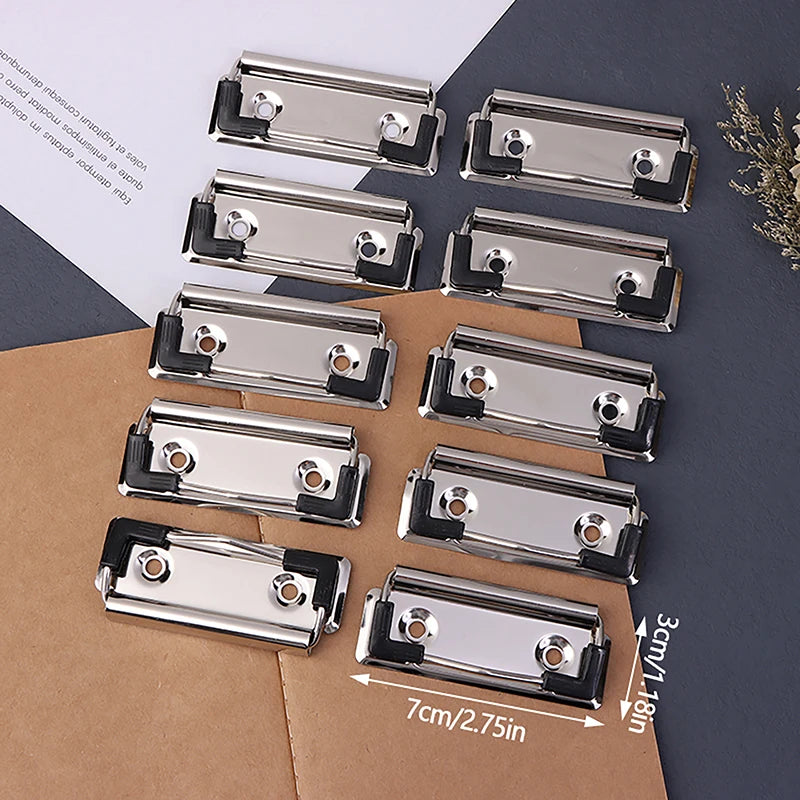 10-teiliges Set aus montierbaren Metall-Klemmen mit Feder für Klemmbretter, Aktenordner und Hartfaserplatten, Bürobedarf für die Schule