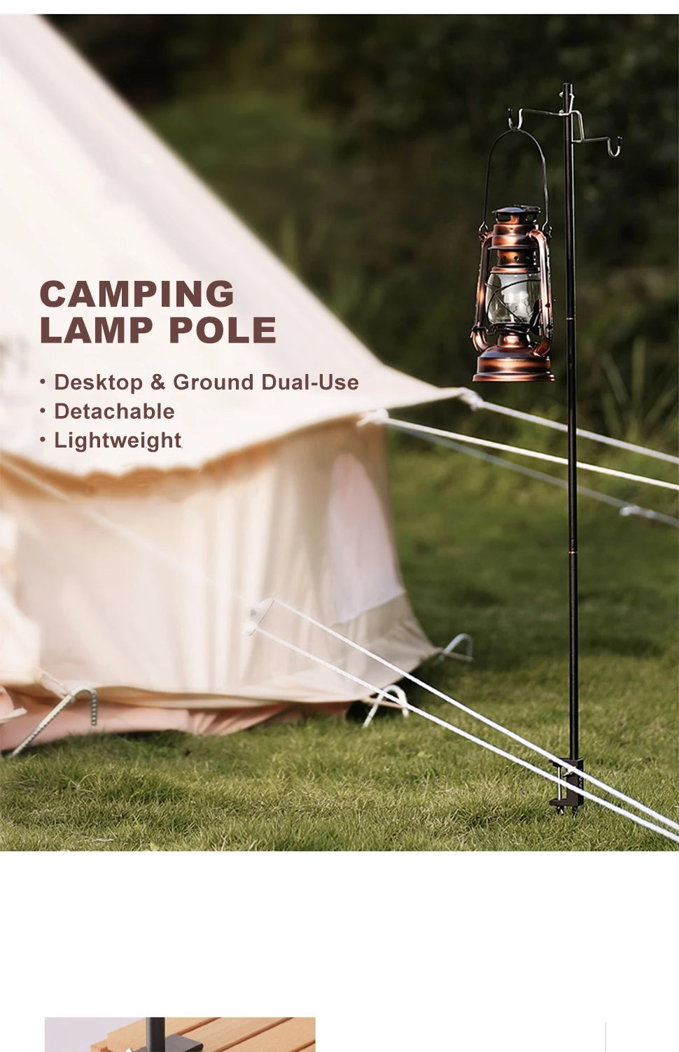 4-Section Camping Lantern Stand Aluminum Alloy Lamp Pole