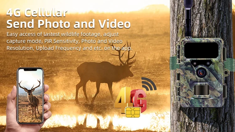 4G LTE Trail Camera with App Control, 2.7K Night Vision