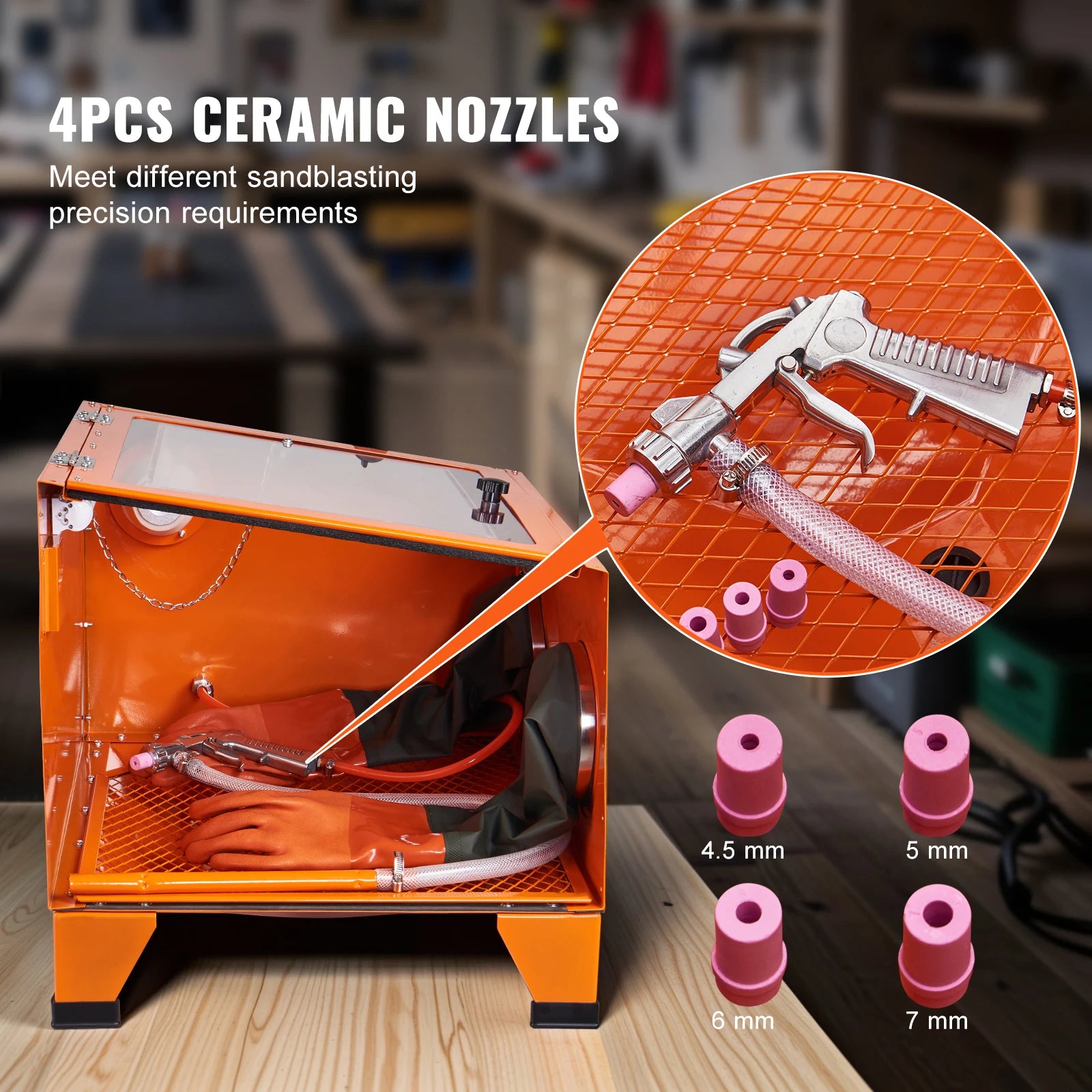 Benchtop Sandblasting Cabinet 25/40/60 Gallon with Gun & Nozzles