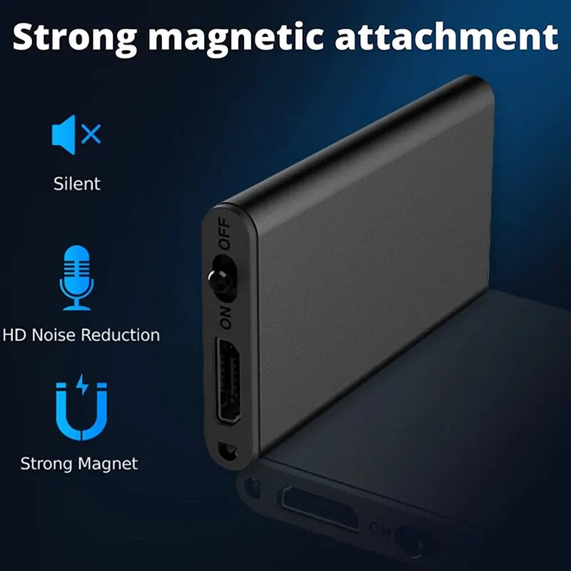 Ultra-Thin Professional Mini Voice Recorder Sound Activated Dictaphone HD Noise Reduce Recording Portable MP3 Player 