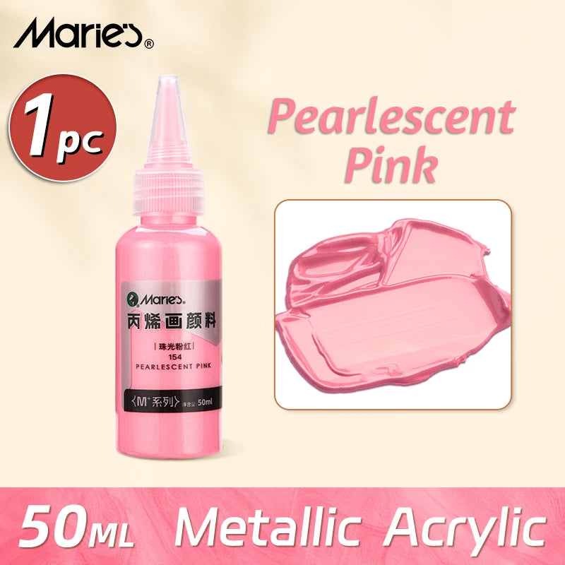 50ml Metallic Acrylic Paint in Pearlescent Gold & Silver