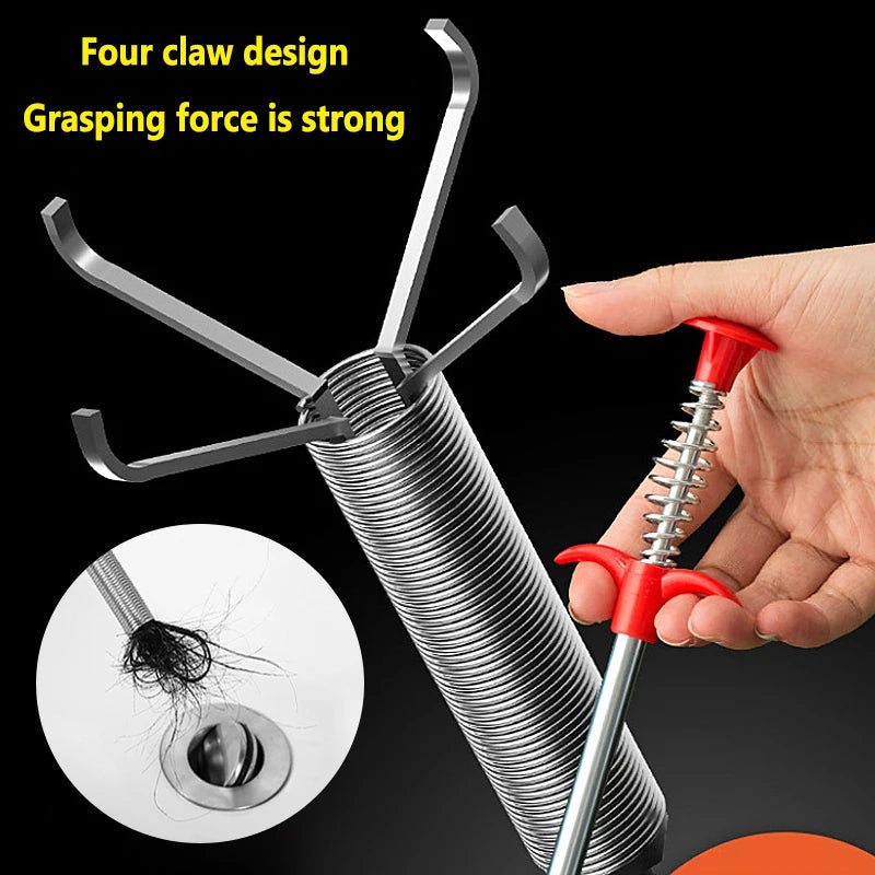 Plumbing Four-claw Hook Dredger Sewer Toilet Tool Manual Toilet Grab Hair Cleaning Clogging Household 