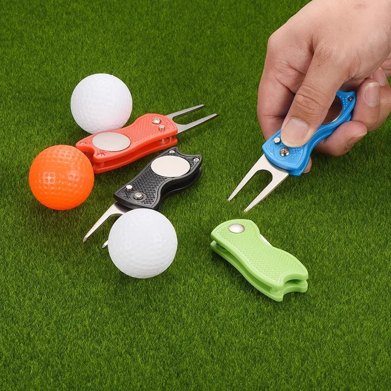 Folding Golf Divot Tool with Magnetic Ball Marker