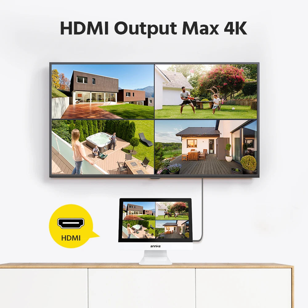 8MP WiFi Security Camera System with 12 Inch LCD