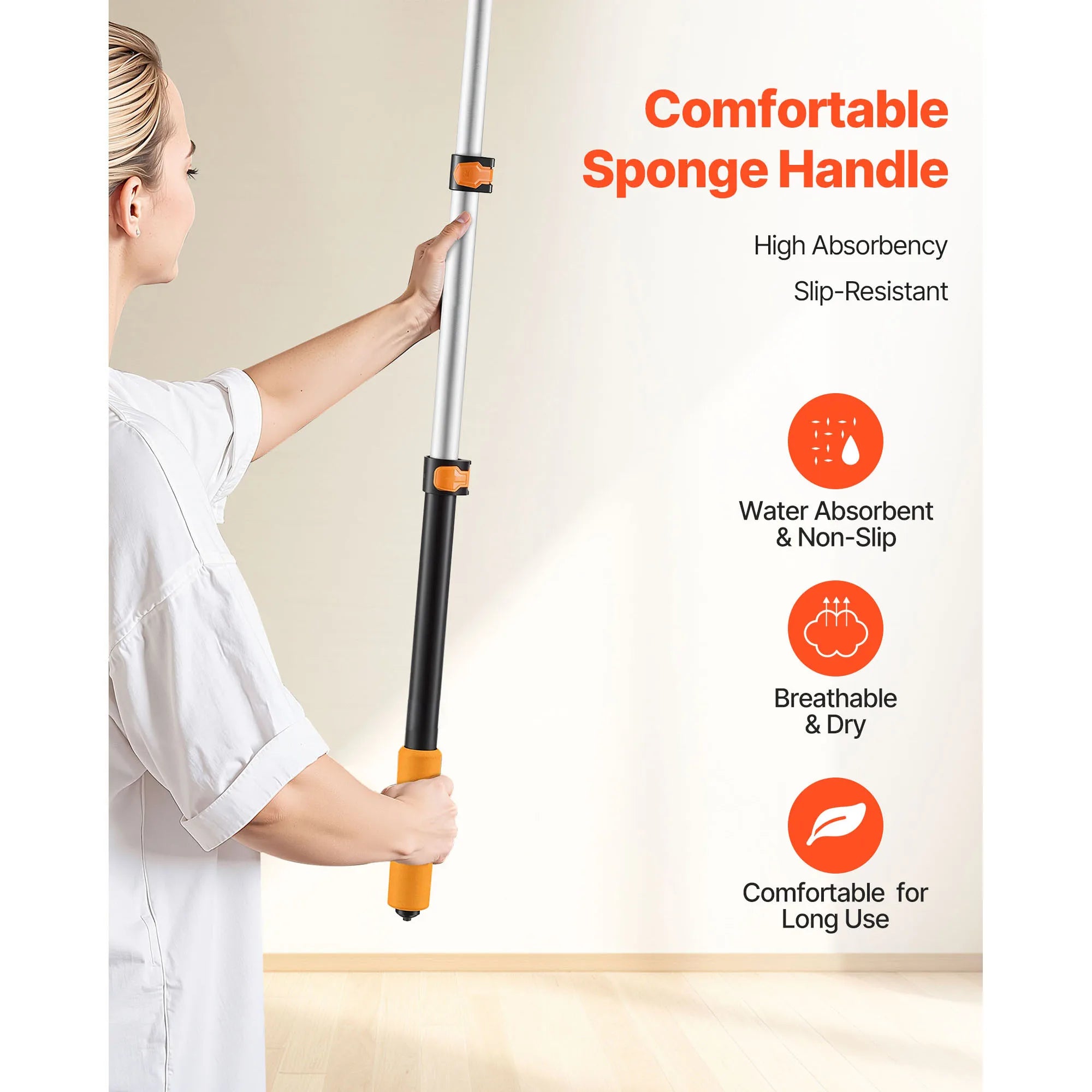 SucceBuy Telescopic Extension Pole Multi-Purpose Extendable Pole Sturdy Aluminum Alloy Paint Pole Extension Reach Roller Stick