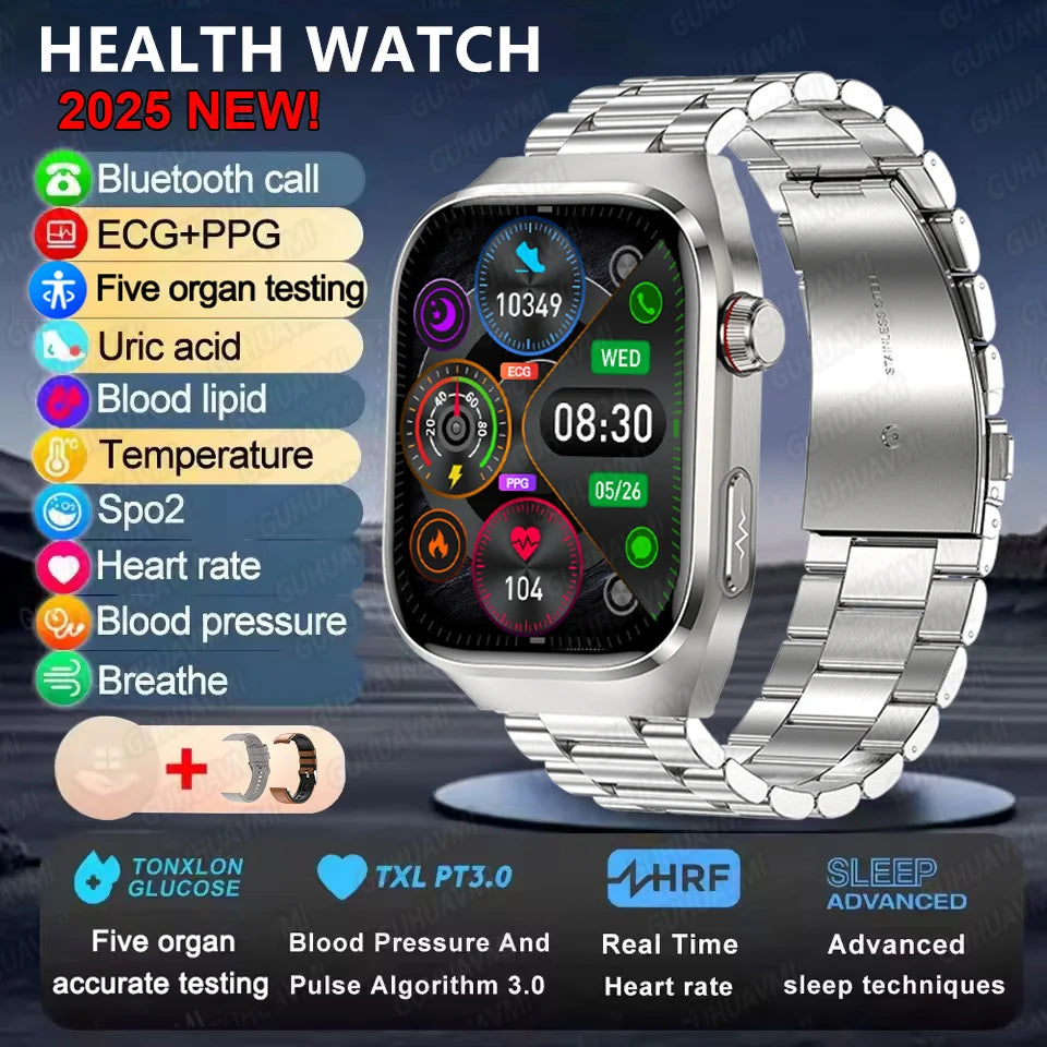 2025New Micro Physical Examination Smart Watch For Men Uric Acid Body Fat Five Organ Health Watches Bluetooth Call SmartBracelet 