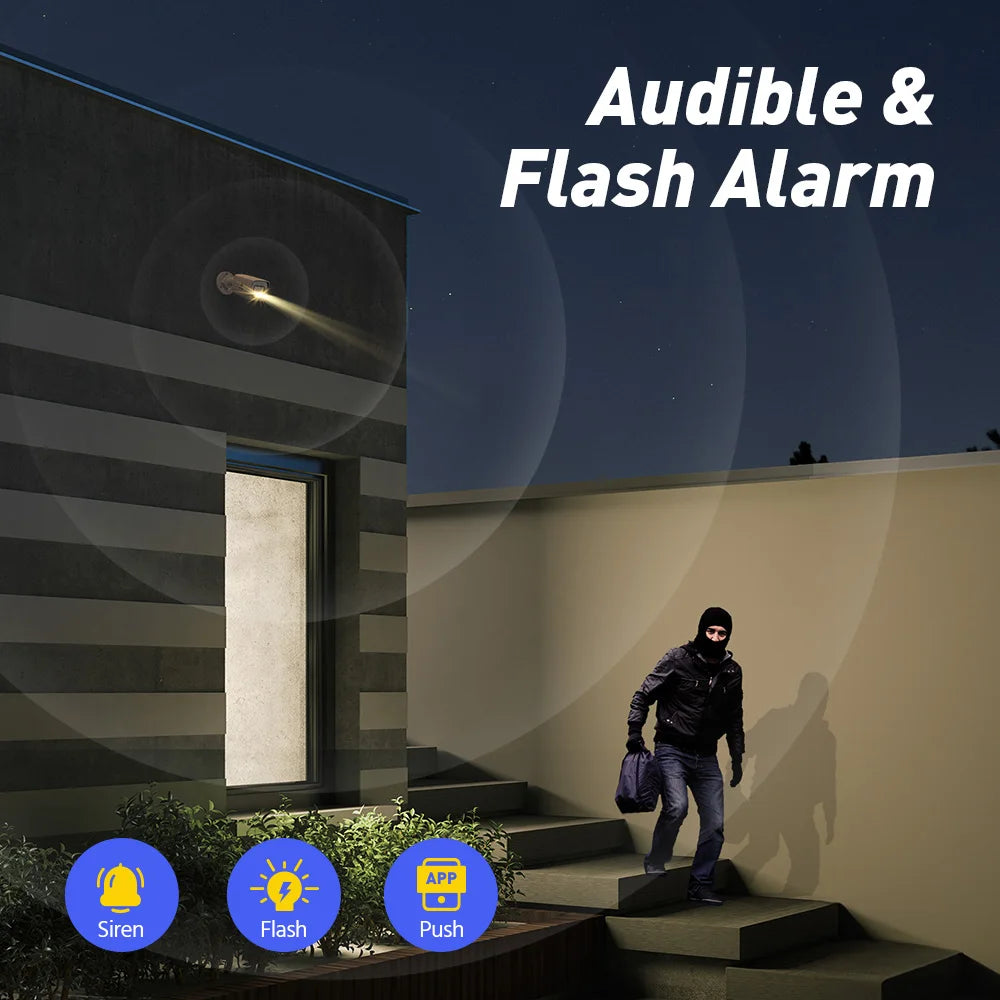 4K PoE Security Camera System with Two-Way Talk, Human and Vehicle Detection, Dual Light Night Vision, 4mm Lens, IP67