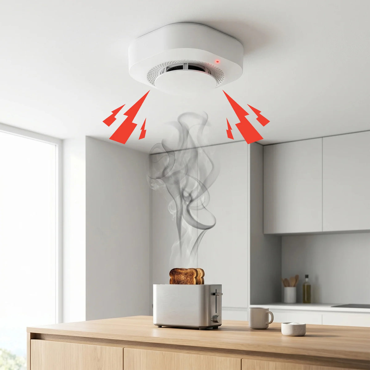 2/3/4/5/6 PCS Smoke Detector 10-Year Sensor Lifespan 360° Detection Low Battery Warning Fire Smoke Alarm Warehouse Garage Hallway Apartment Security