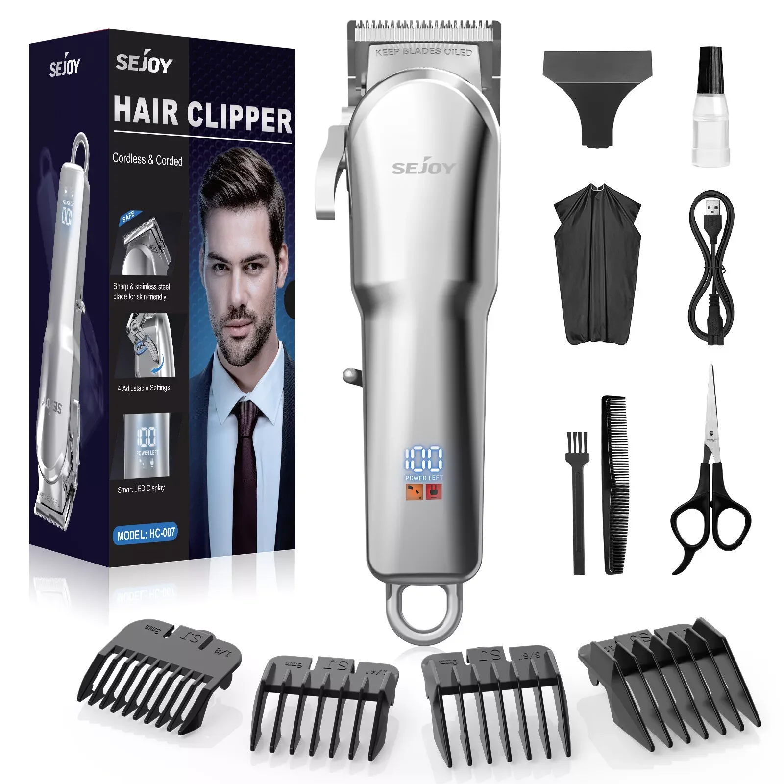 Hair Clippers for Men – Cordless Professional Grooming Kit