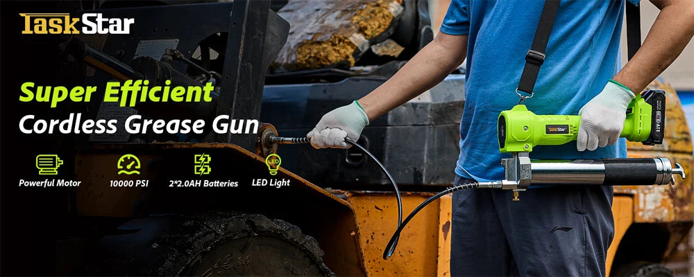 Cordless Electric Grease Gun Kit, 10,000 PSI with 39.4" Hose
