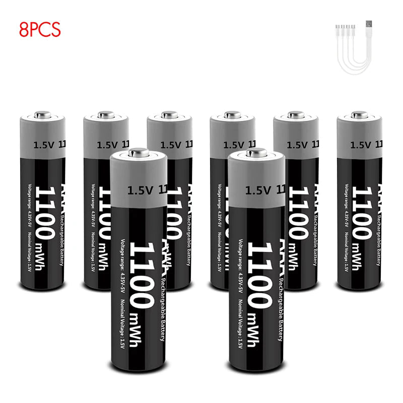 MATOV Li-ion AAA and AA Rechargeable Batteries USB Lithium-ion 3400mWh 1.5V AA Rechargeable Batteries+1100mWh 1.5V AAA Battery 