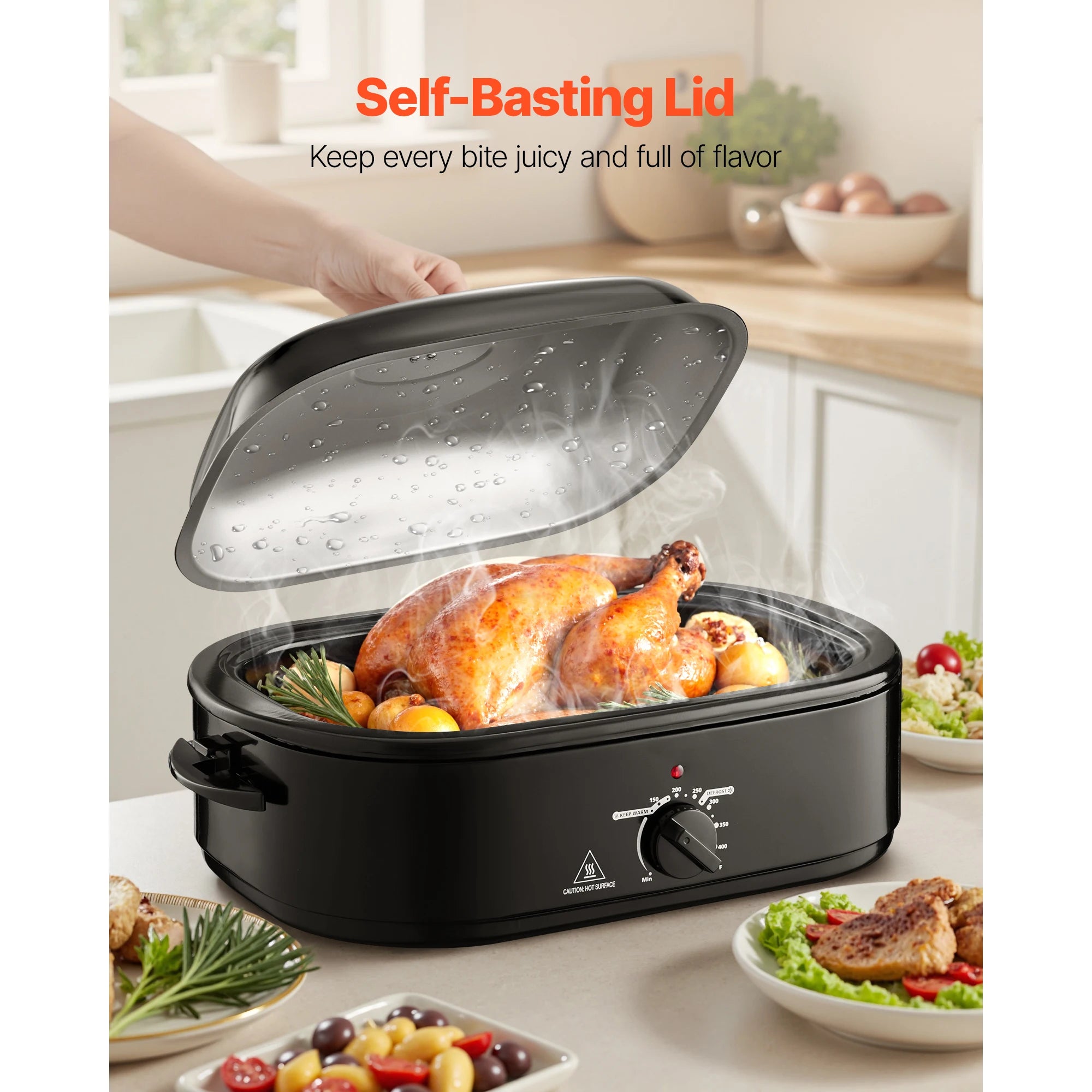 18QT Electric Roaster Oven with Self-Basting Lid & Warm Function