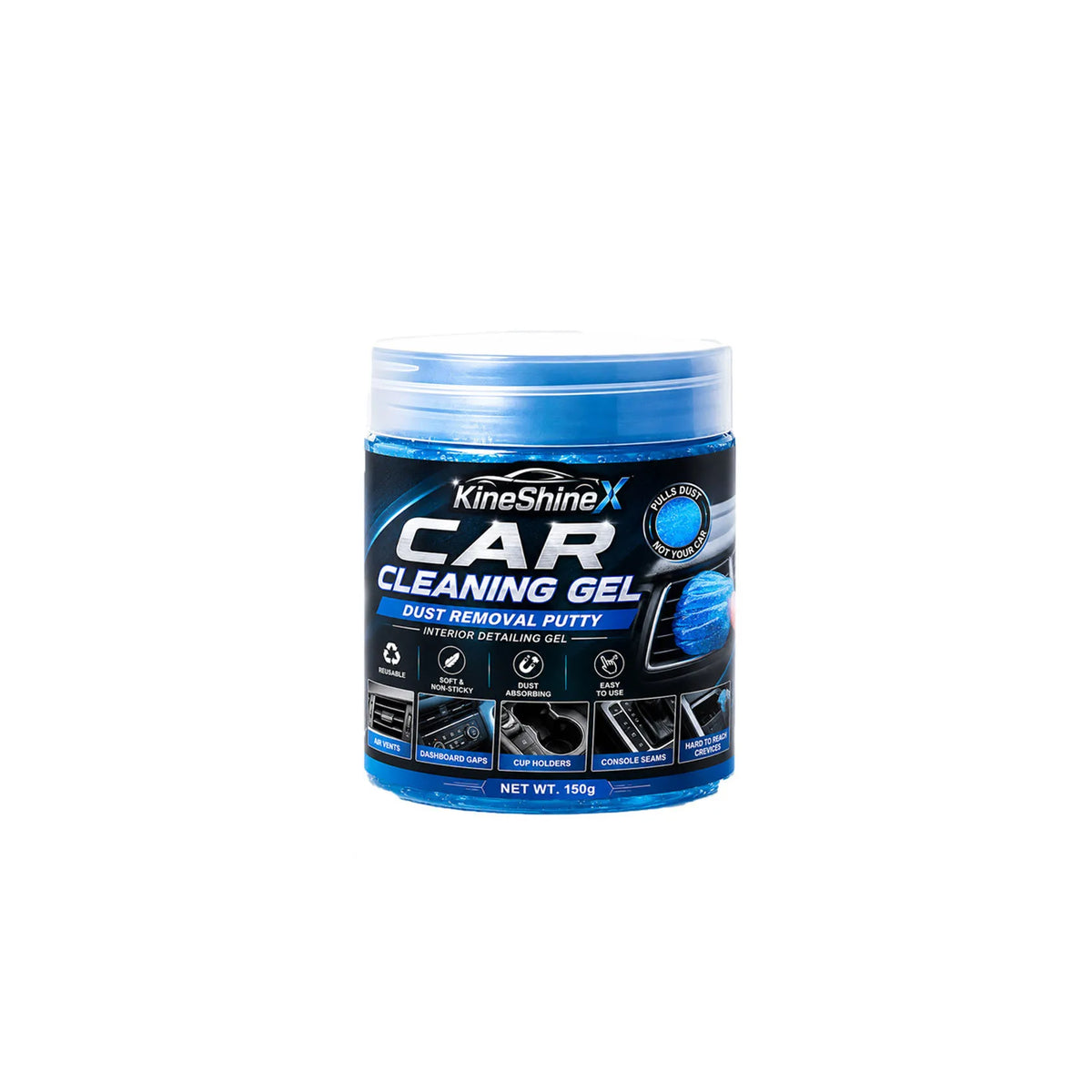 Gel nettoyant réutilisable pour l’intérieur de voiture, 150g