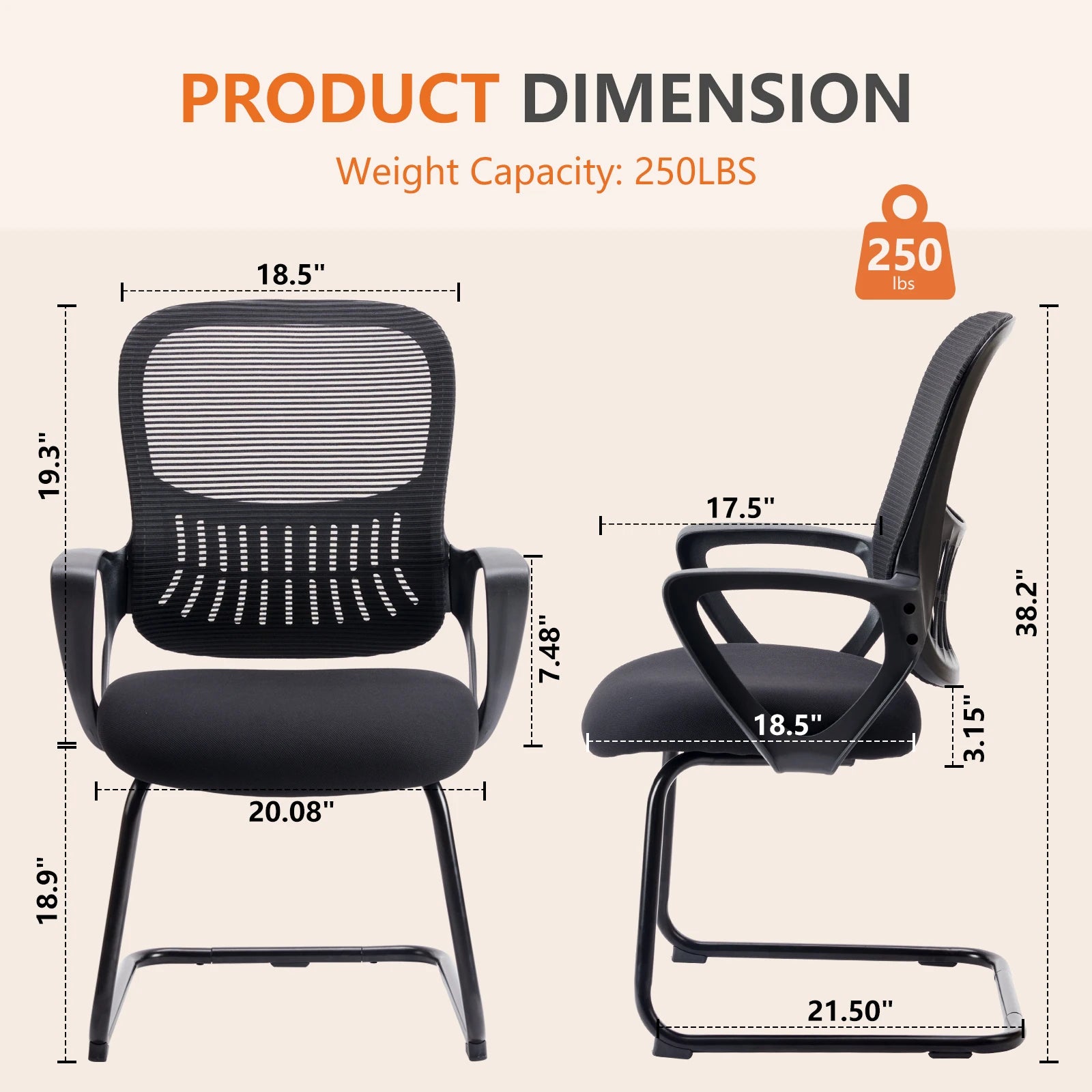 Ergonomic Office Chair No Wheels with Mesh Lumbar Support