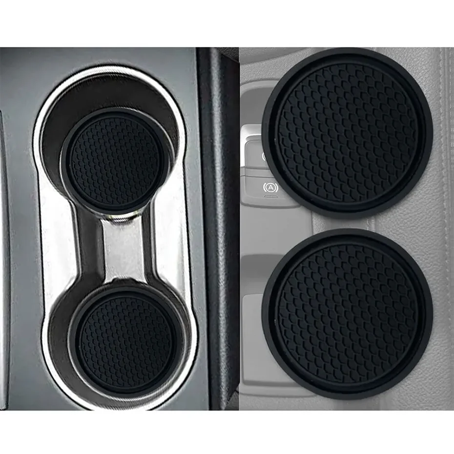 SEAMETAL 2Pcs Car Cup Coasters 7cm Universal Anti-Slip Cup Holder Mat Soft TPU Waterproof Auto Bottle Holder Insert Pads