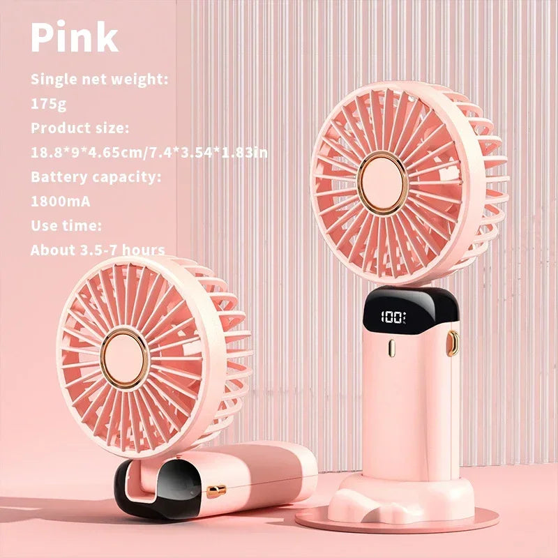 Foldable 5-Speed Handheld Mini Fan with LED Display