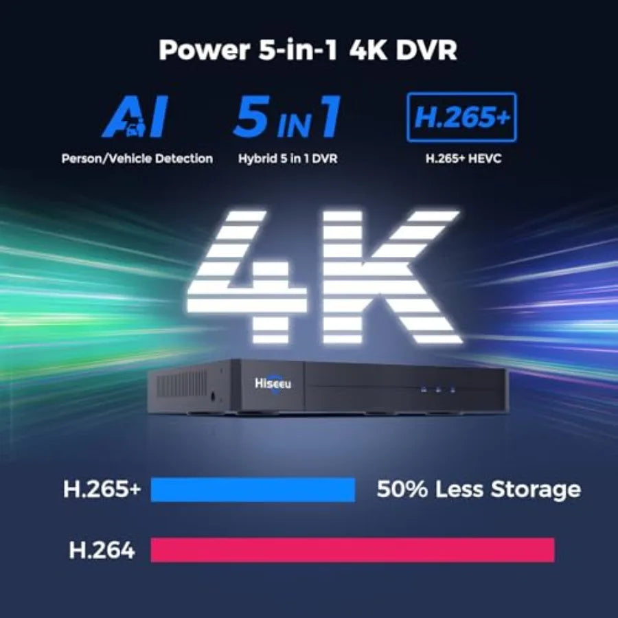 4K Wired CCTV DVR Kit with 8MP IP67 Weatherproof Cameras