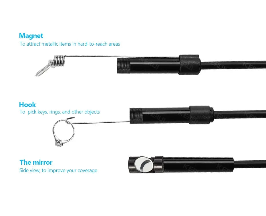 7mm Android Endoscope Camera 3-in-1 Waterproof Inspection Borescope