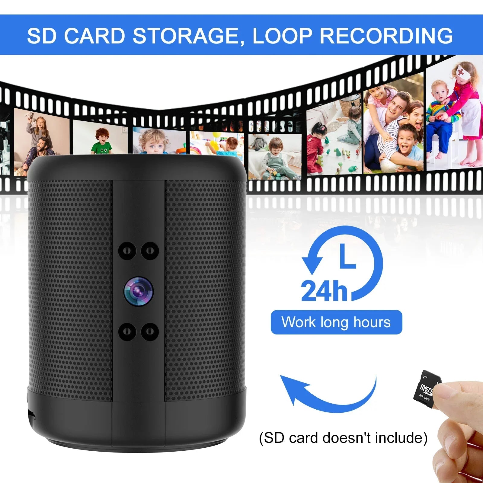 1080P HD Mini Wifi Camera Bluetooth Speaker Home Security Surveillance Night Vision Two-way Remote Intercom Cam 3600mah Battery