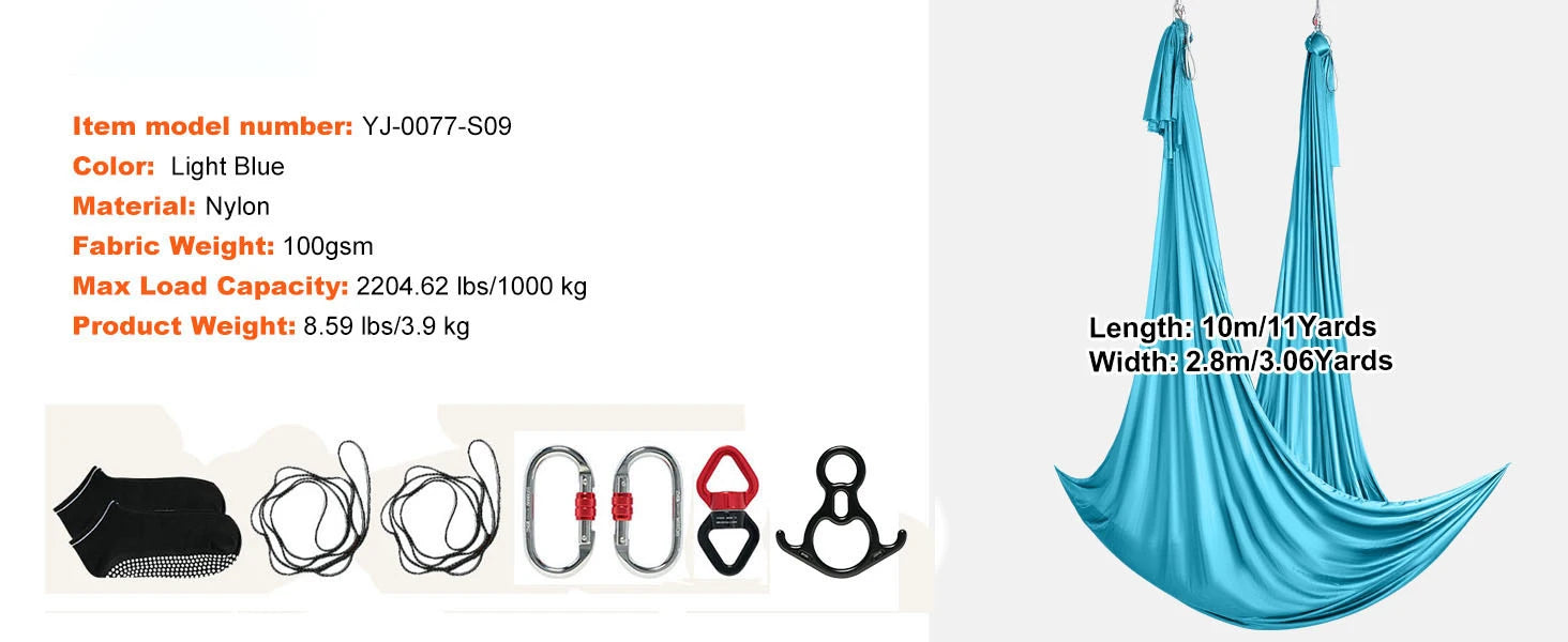 Kit Amaca da Yoga Aereo – Set in Nylon Seta da 8,7 a 11 Yard