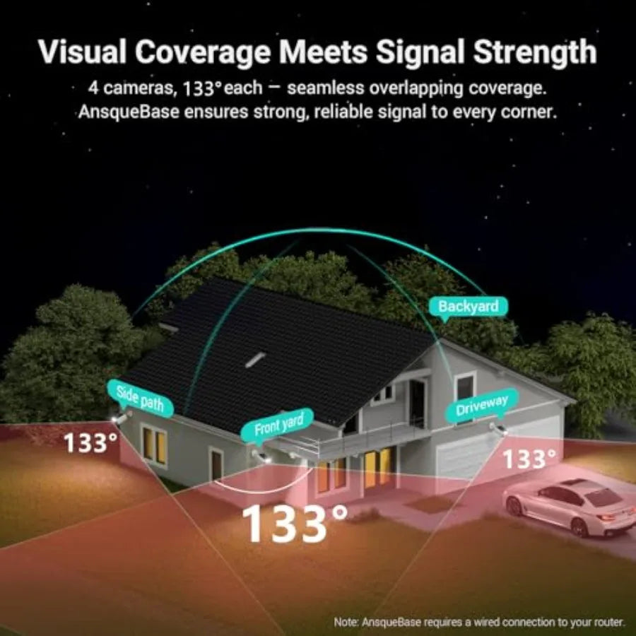 Solar-Powered 2K Outdoor Security Camera System with AI Detection