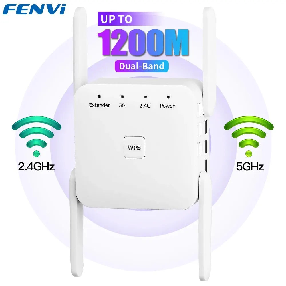 FENVI 1200Mbps 5Ghz Wireless WiFi Repeater Booster 2.4G/5GHz Wi-Fi Signal Amplifier Extender Router Network Wlan WiFi Repetidor 