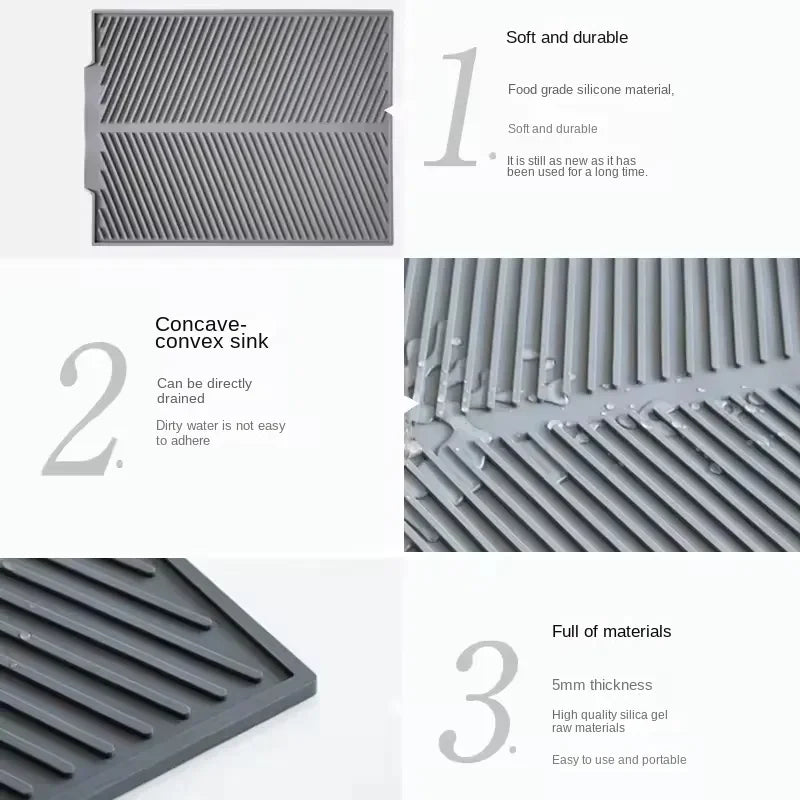 1PC Silicone Drain Pad Drying Mat Pots Dish Drain Mat For Kitchen Tableware Non-slip Mats Anti-scald Coaster Kitchen Utensils 