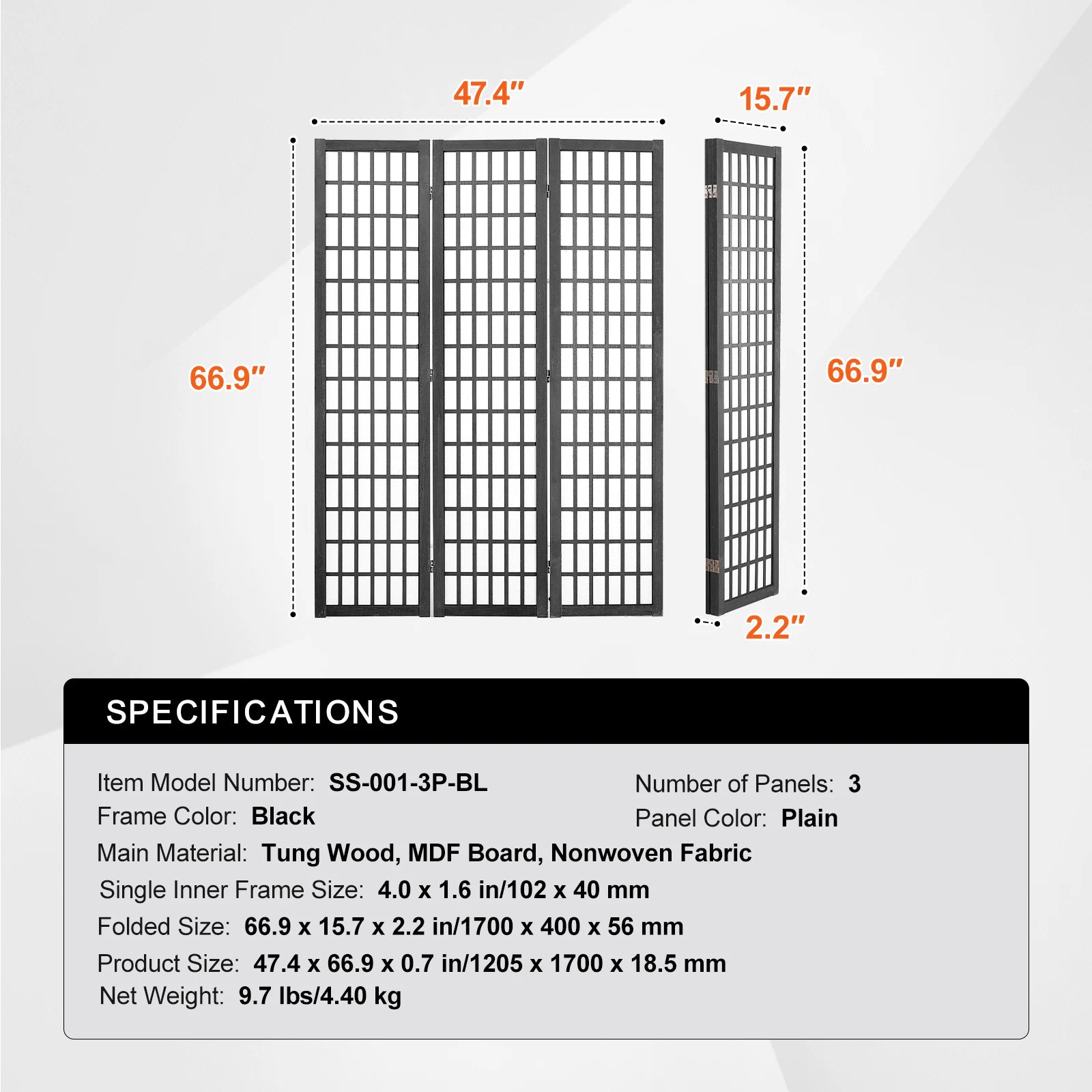 Japanese Wooden Folding Room Divider Privacy Screen Panels