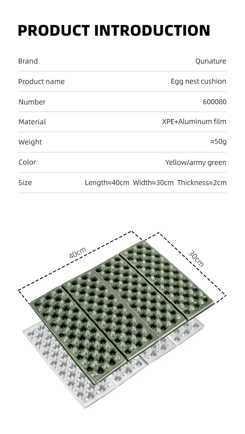 Materassino da campeggio pieghevole ultraleggero – 50g cuscino portatile per seduta all'aperto