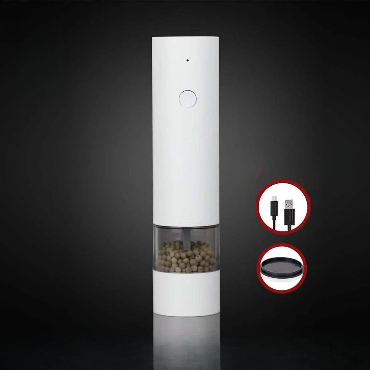Moinho elétrico para pimenta/sal recarregável por USB