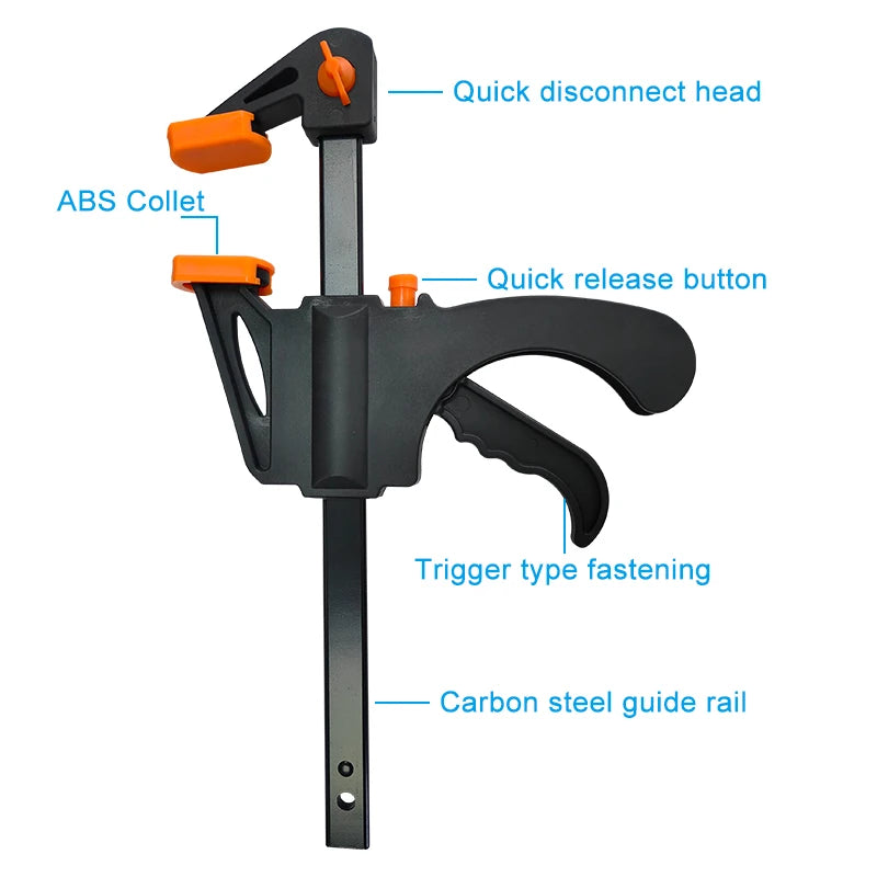 Two 4-Inch F-Clamps for Woodworking and Board Assembly