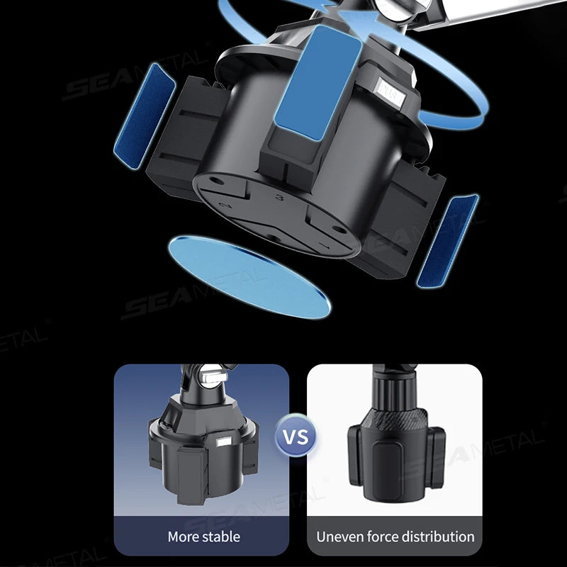 SEAMETAL Car Phone Mount on Cup Holder 6.5-9.5CM Adjustable Base Tablet/Phone Holder 360-Degree Flexible Rotation Phone Stand
