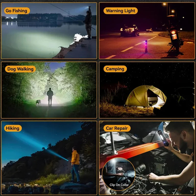 High Power Led Flashlights Very Strong Tactical Torch 6 Modes Rechargeable Camping Fishing Emergency Zoom Lantern