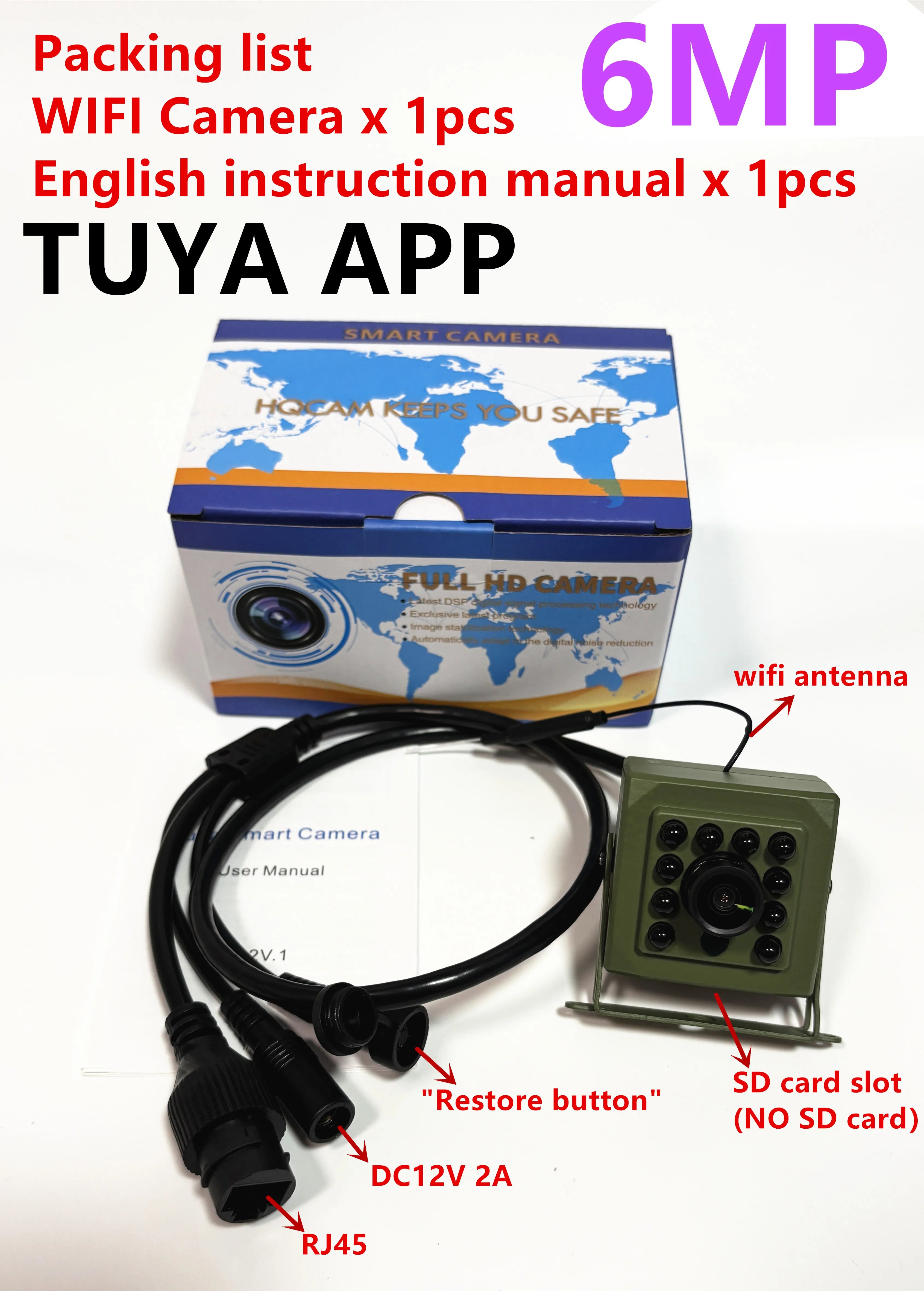 Tuya 6MP/4MP Mini WiFi POE IP Camera with Motion Detection
