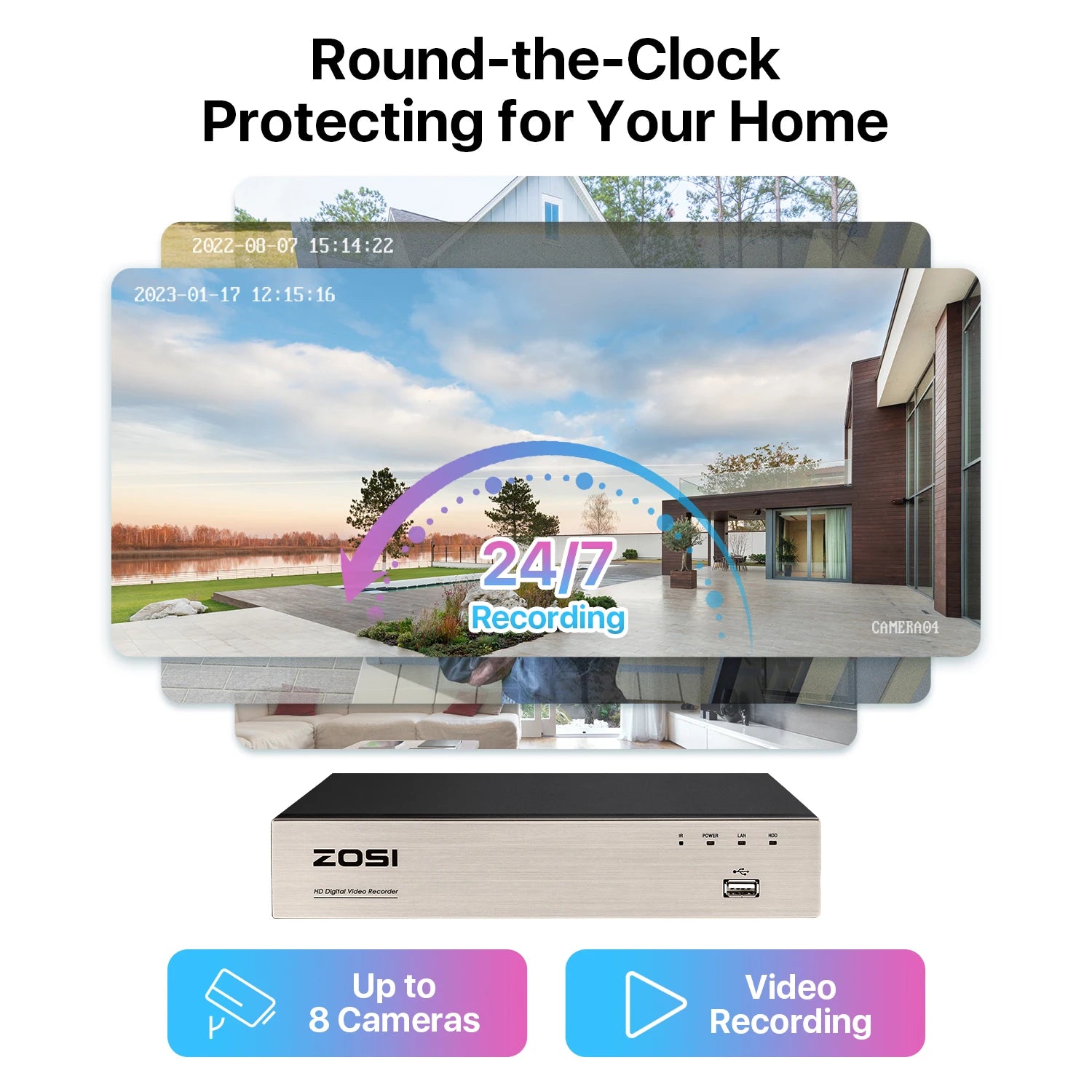 ZOSI 8CH 1080P Wired CCTV Security Camera System with HDD