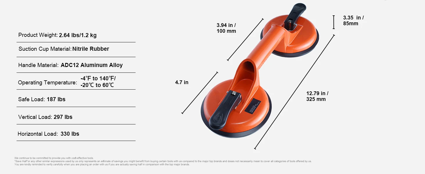 SucceBuy 4.7" Glass Vacuum Suction Cup Set (2 Pack)