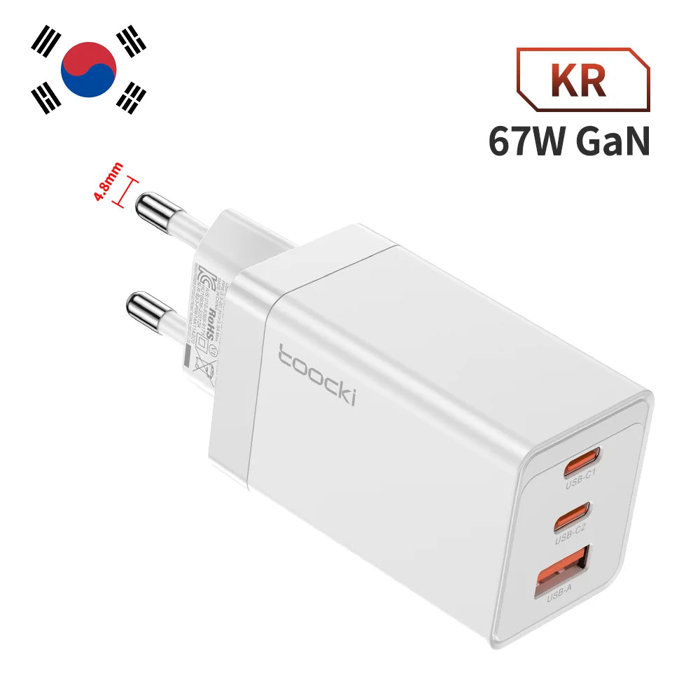 Toocki 67W GaN USB C Charger Fast Charging Multi-Color Type C Charger for Macook iPhone 15 14 13 12 Pro Max Samsung Xiaomi POCO 