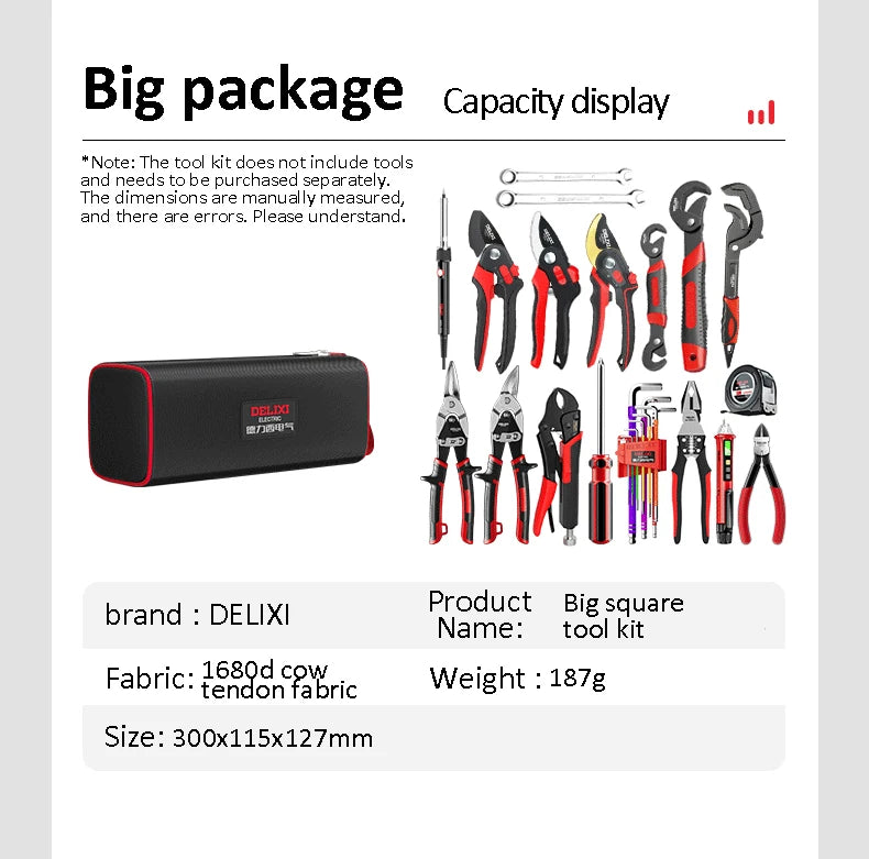 DELIXI ELECTRIC Tool Bag Oxford Cloth Portable Storage Bag, Professional Electrician and Carpenter Repair, Home Storage, HandBag 