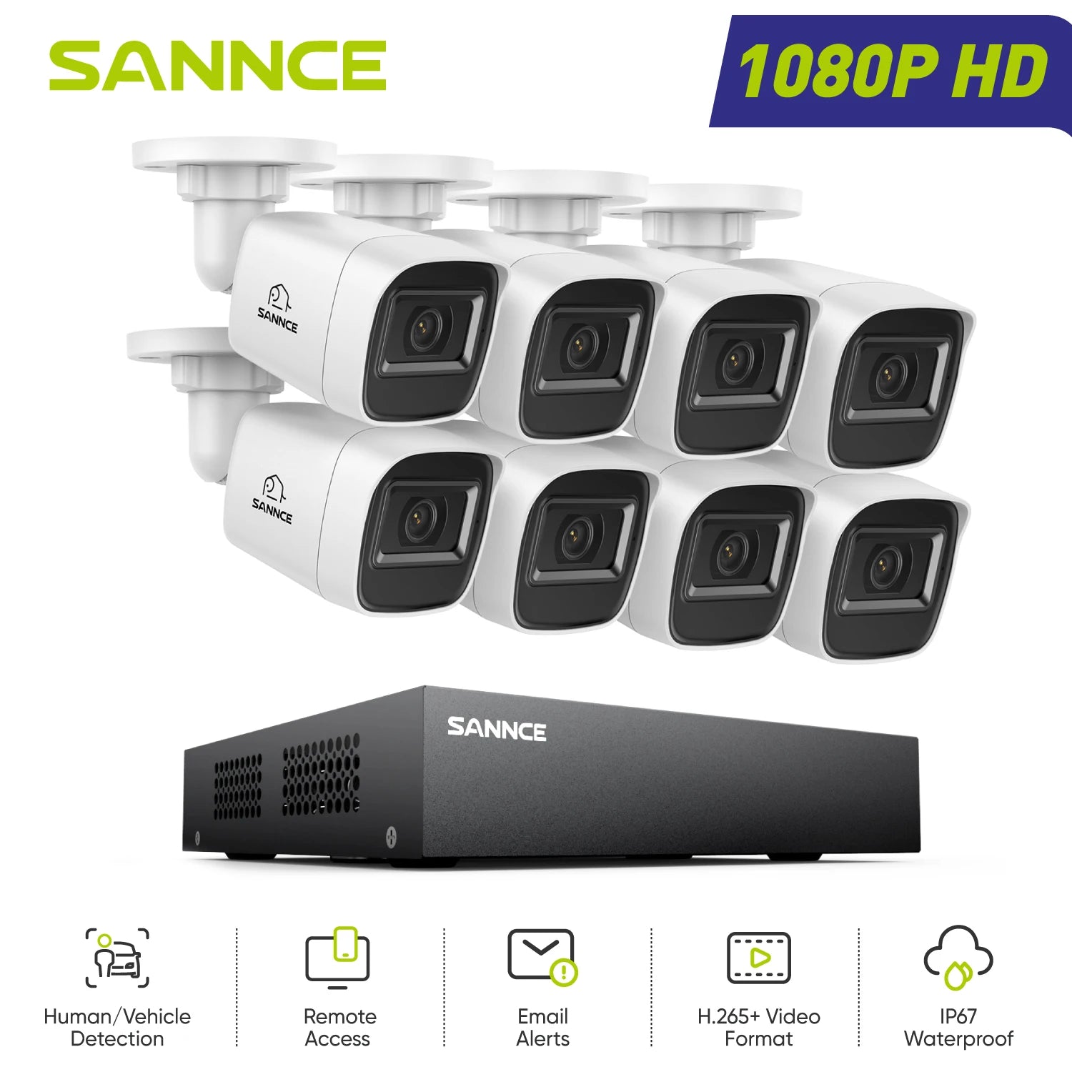 SANNCE 8CH 1080P Security Camera System with Night Vision