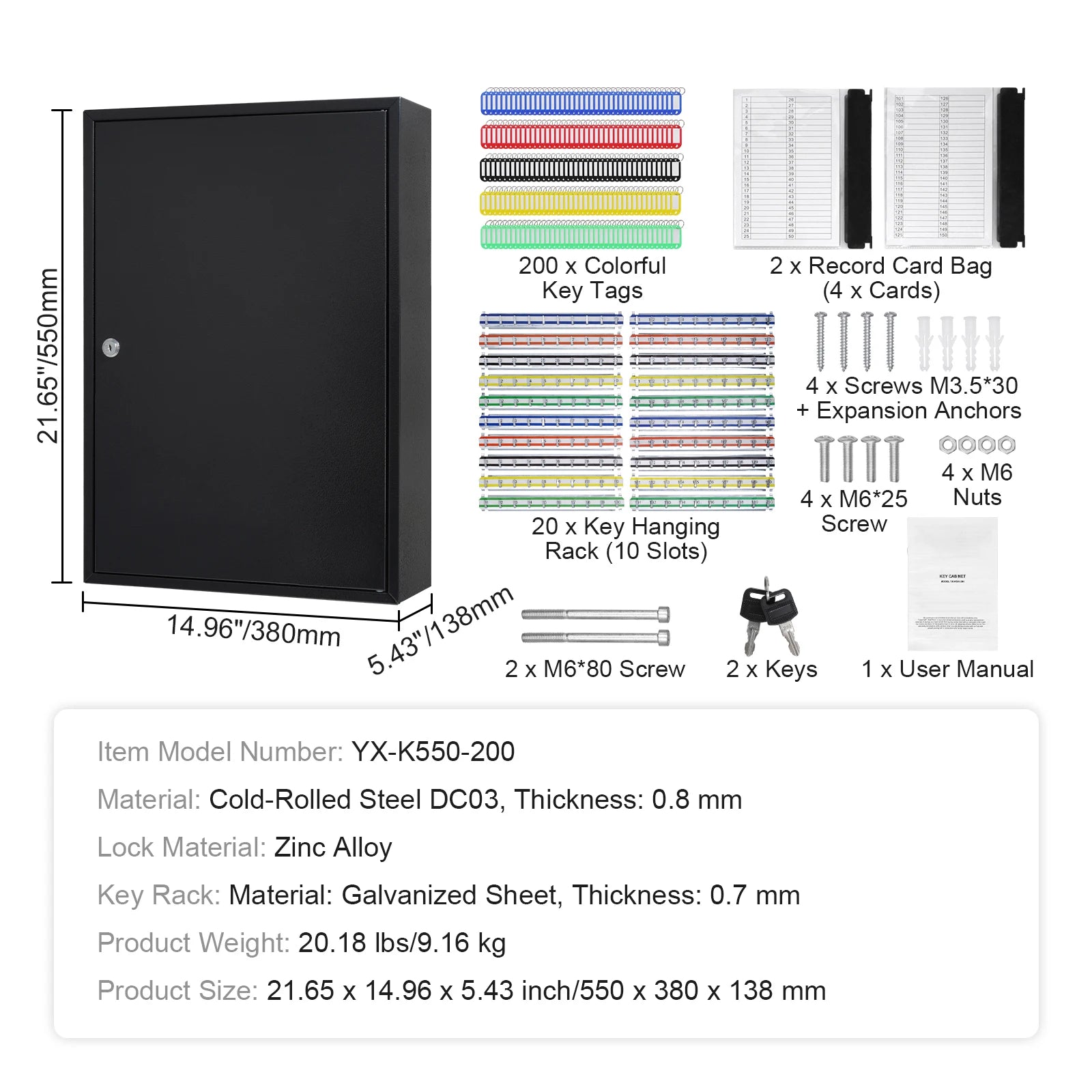 Key Cabinet Lock Box with Adjustable Racks