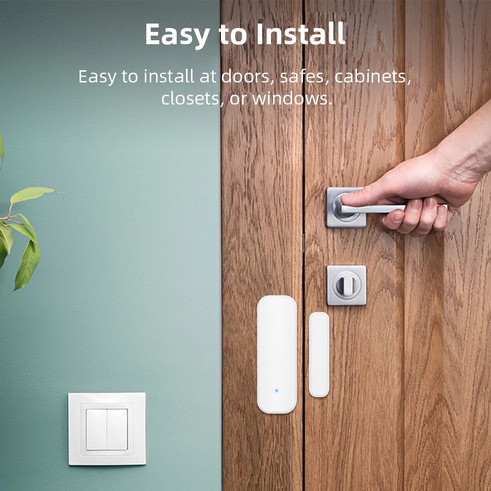 Tuya WiFi or Zigbee Window Door Sensor Smart Home Security Alarm System Voice Control Via Alexa Google Home Smart 